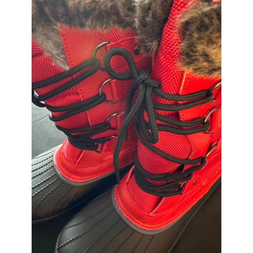 Dream Pairs DP-CANADA Red Black Faux Fur Lined Winter Snow Boots Womens 10 NEW - Picture 16 of 16